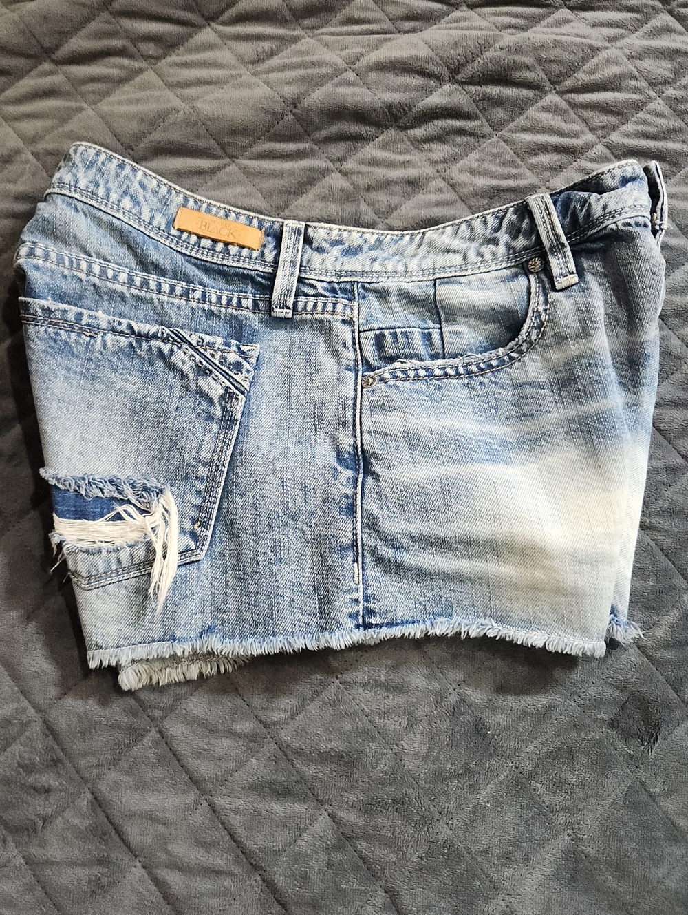 Buckle Light Blue Distressed Denim Shorts - Picture 7 of 7